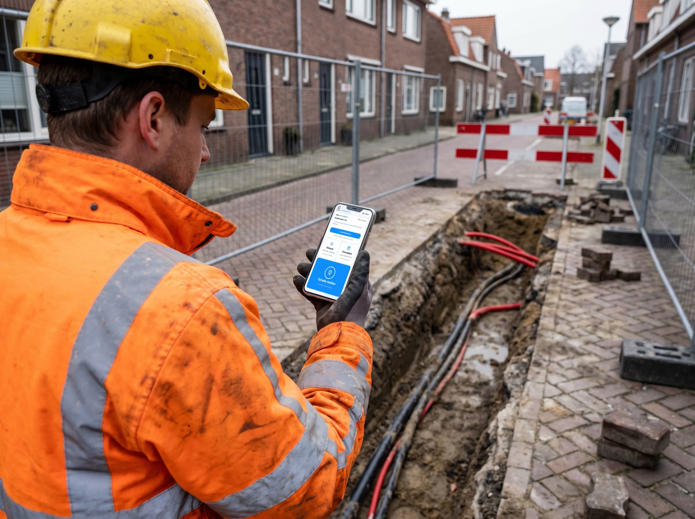 Claimengo mobiele schademelding op een werklocatie